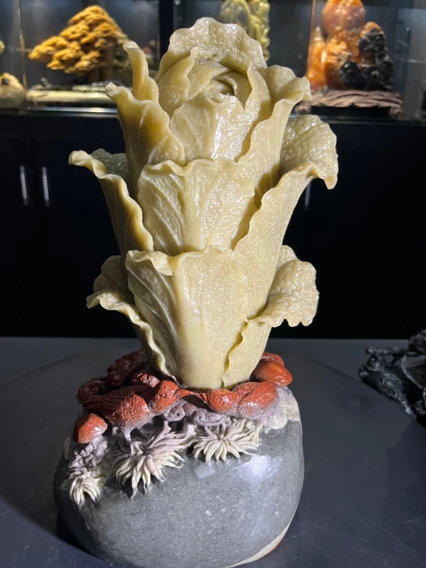 青田石雕白菜百财
