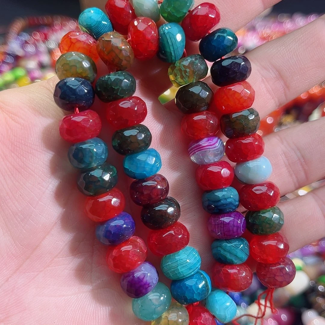 玛瑙/玉髓未镶嵌珠宝半成品多宝切面龙鳞玛瑙一条12mm