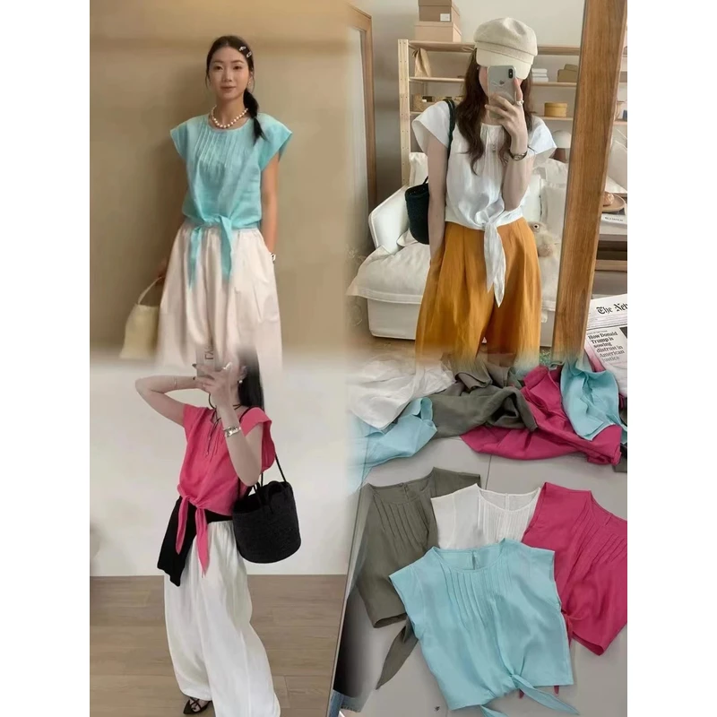 8288【PINGJIE】2025无袖衬衣新款舒适宽松设计感小众时尚百搭衬衣