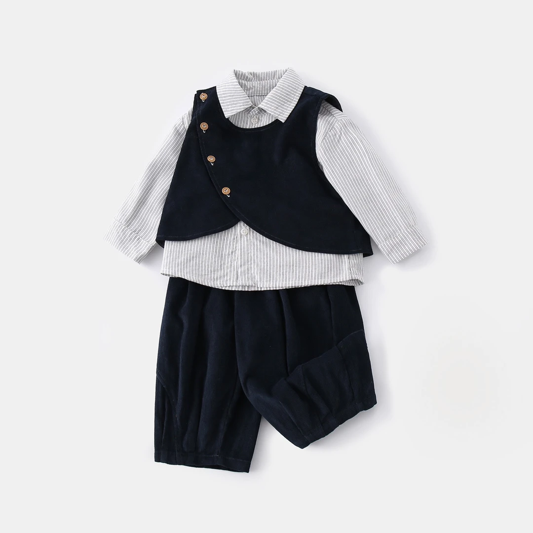 2025新款男童秋季套装帅气时髦童装男宝宝秋装生日周岁礼服三件套