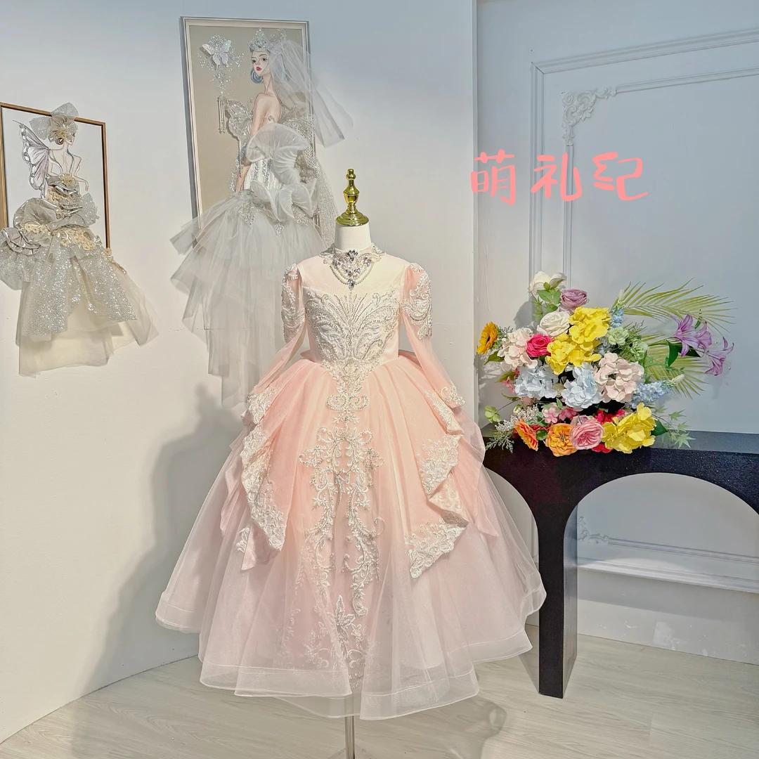 女童高端礼服重工生日公主裙蓬蓬主持唱歌朗钢琴演奏演出秋冬走秀