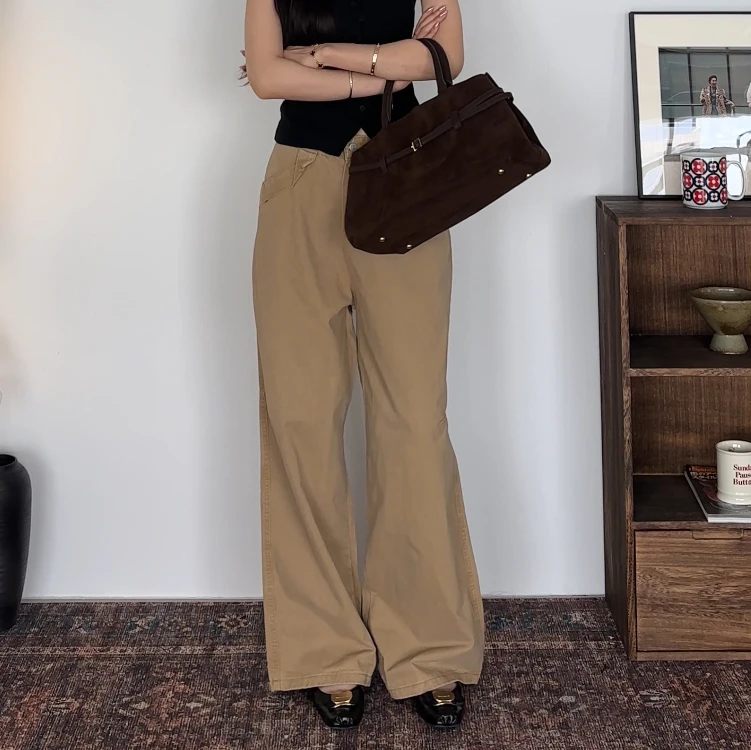 小ban 美式街头风男女同款设计感2025新款折叠口袋百搭阔腿休闲裤