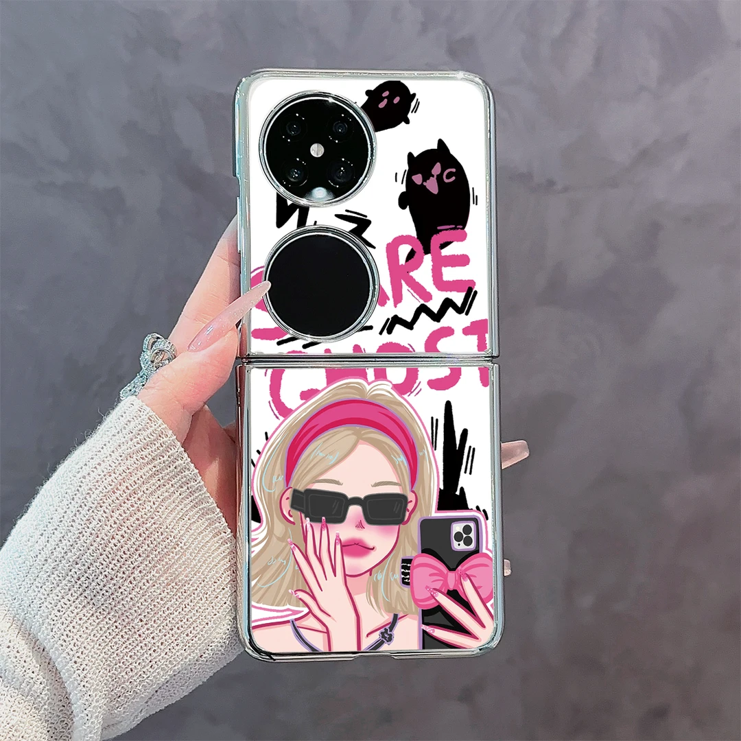 傲娇女孩适用华为Pocket2保护壳华为Pocket2手机壳全包防摔玻璃壳