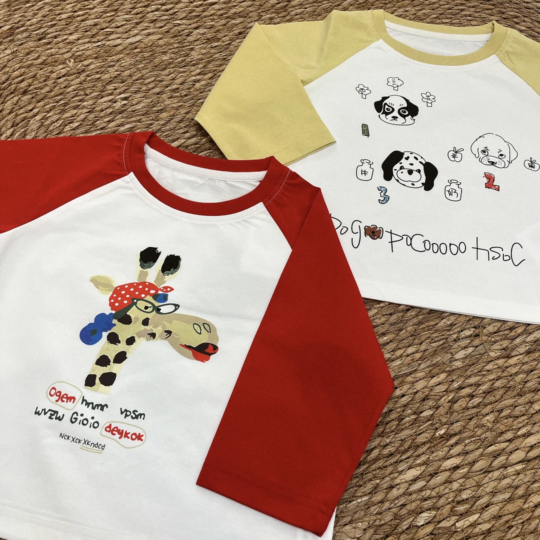 儿童春款插肩袖T恤