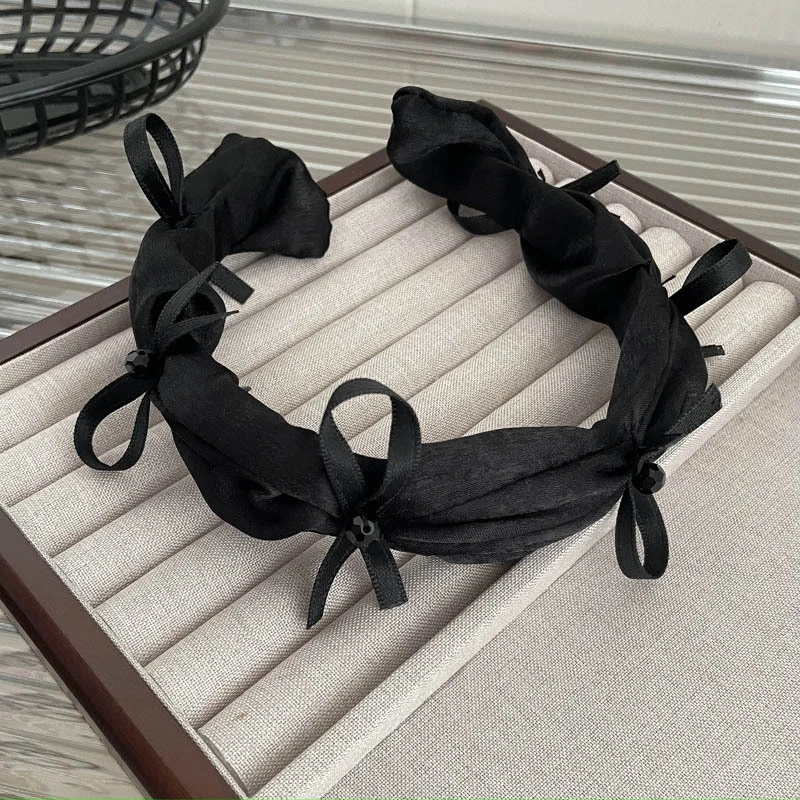 高颅顶发箍高级感黑色系小香风头箍