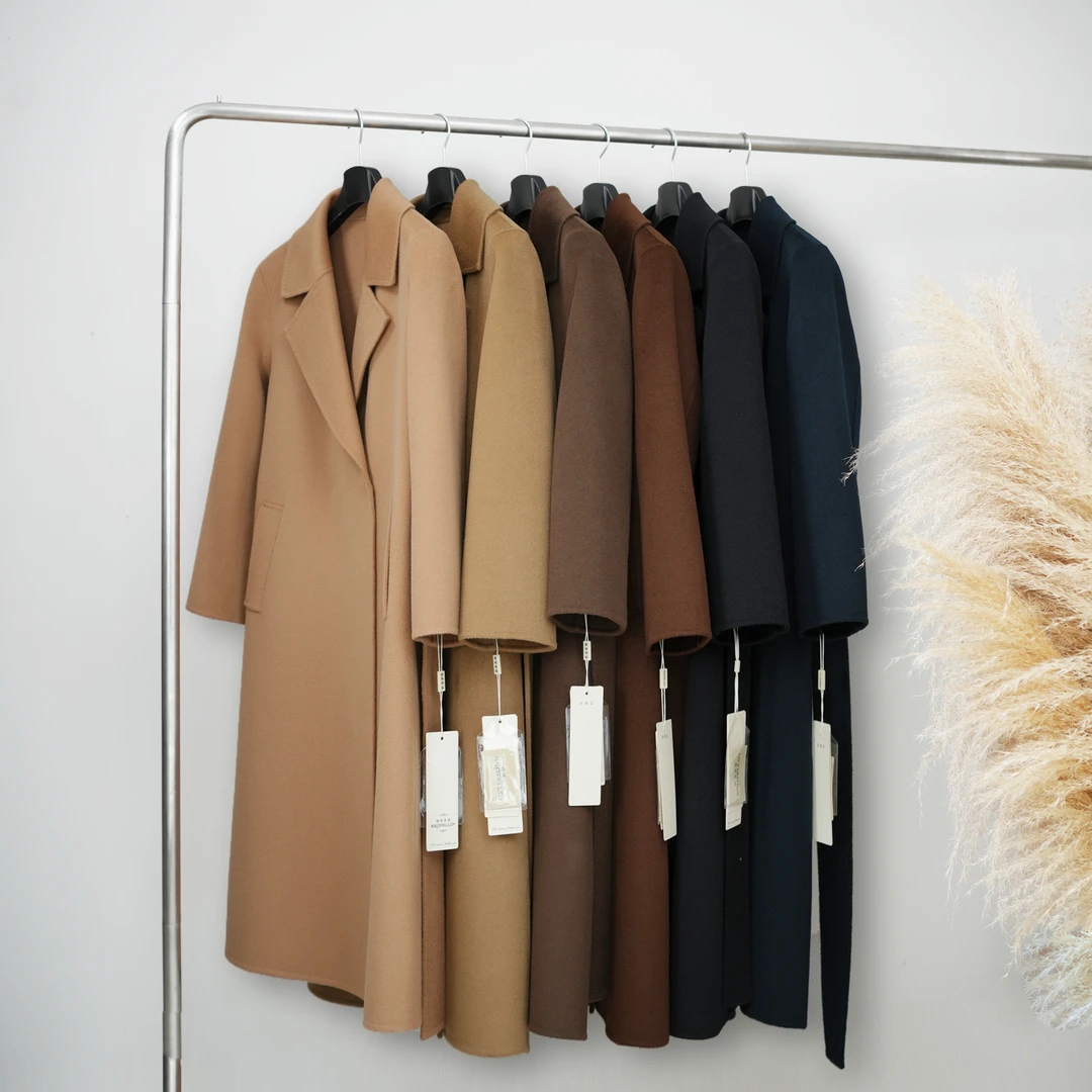 纯羊毛双面呢大衣100%纯羊毛外套秋冬新款修身中长款羊毛大衣