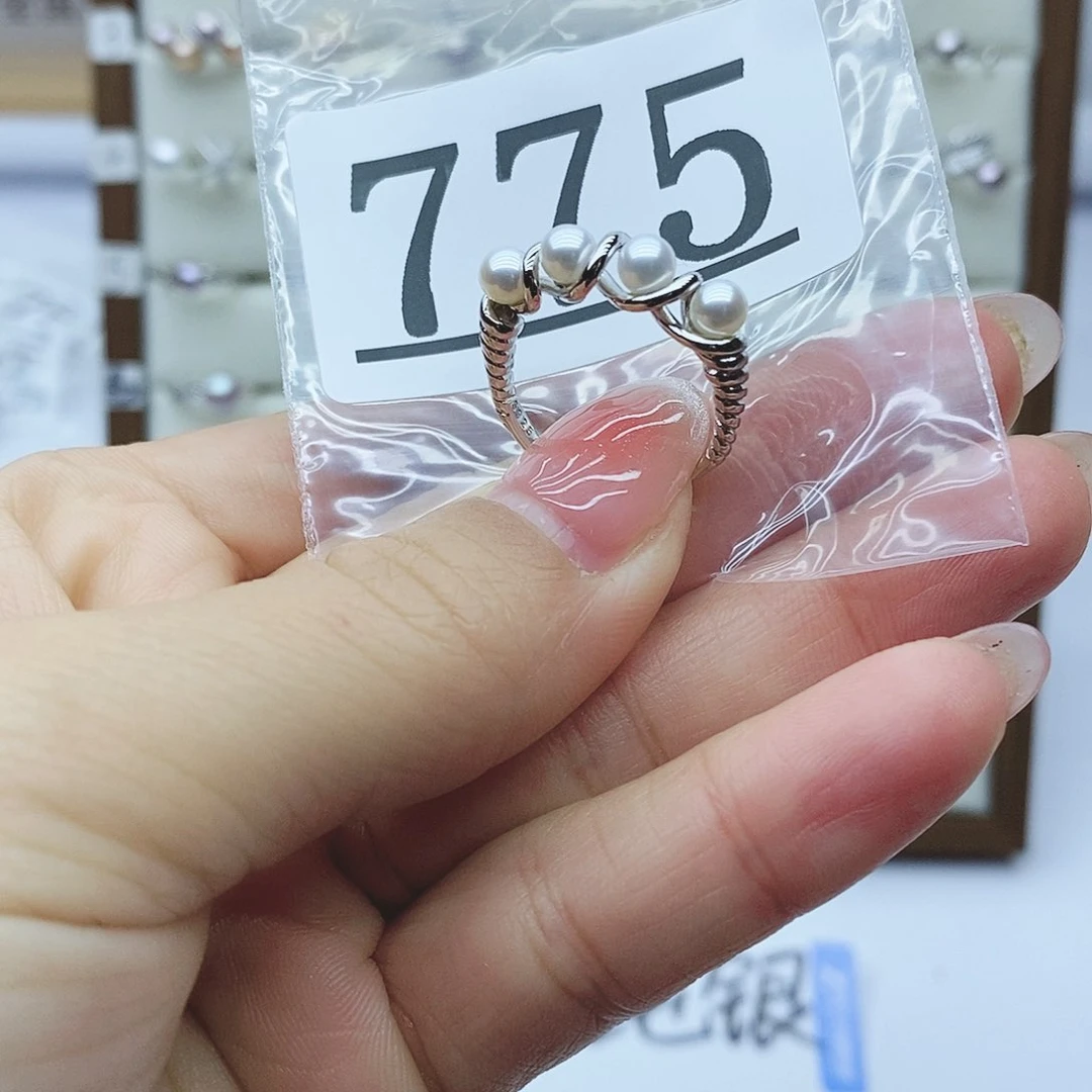淡水珍珠戒指银S925镶嵌775