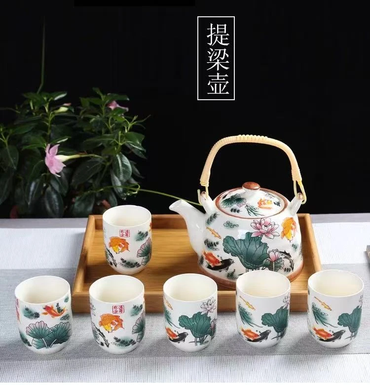 陶语瓷言T170大号提梁壶茶具套装中式陶瓷家用泡茶壶茶杯整套