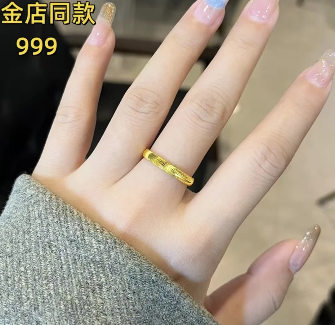 铜合金戒指 气质时尚情侣百搭简约磨砂精美古法轻奢猫眼拉丝戒指