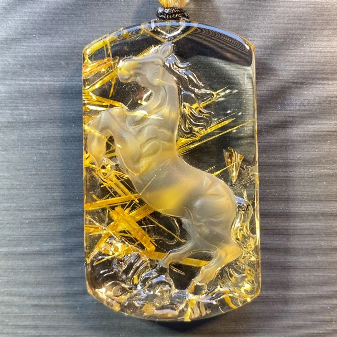 未镶嵌水晶颈饰钛晶骏马吊坠