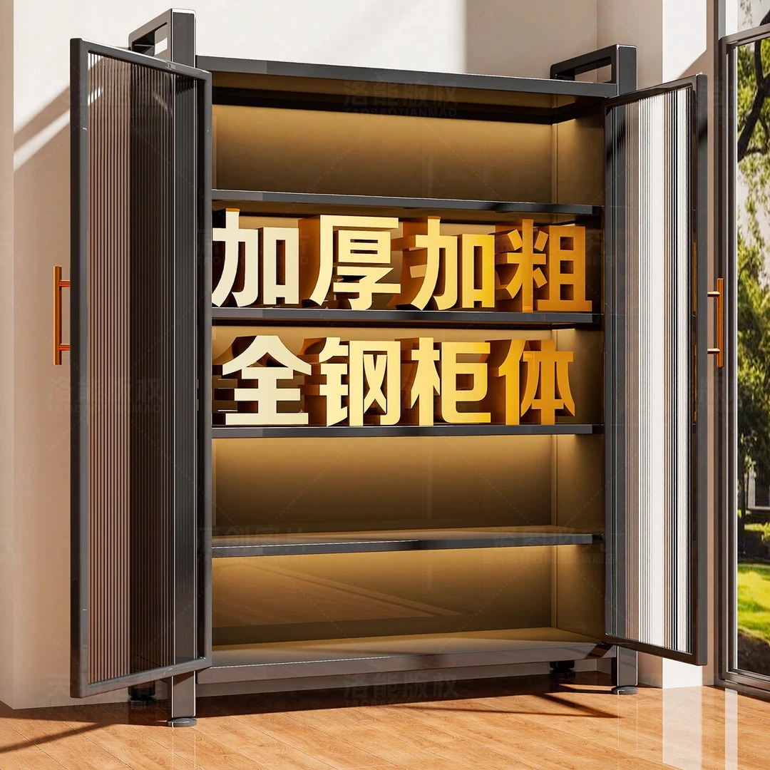 厨房置物架落地多层家用多功能对开门收纳柜子靠墙碗餐边储物橱柜