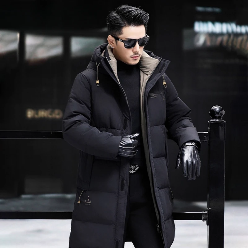 Louis Fordea/路易弗狄冬季男士羽绒服中长款加厚防寒保暖外套男