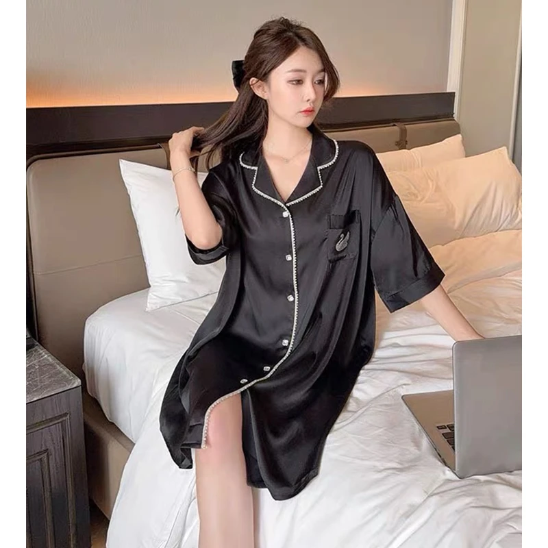 莫里伊【黑天鹅睡裙】小众潮牌设计休闲睡衣家居服