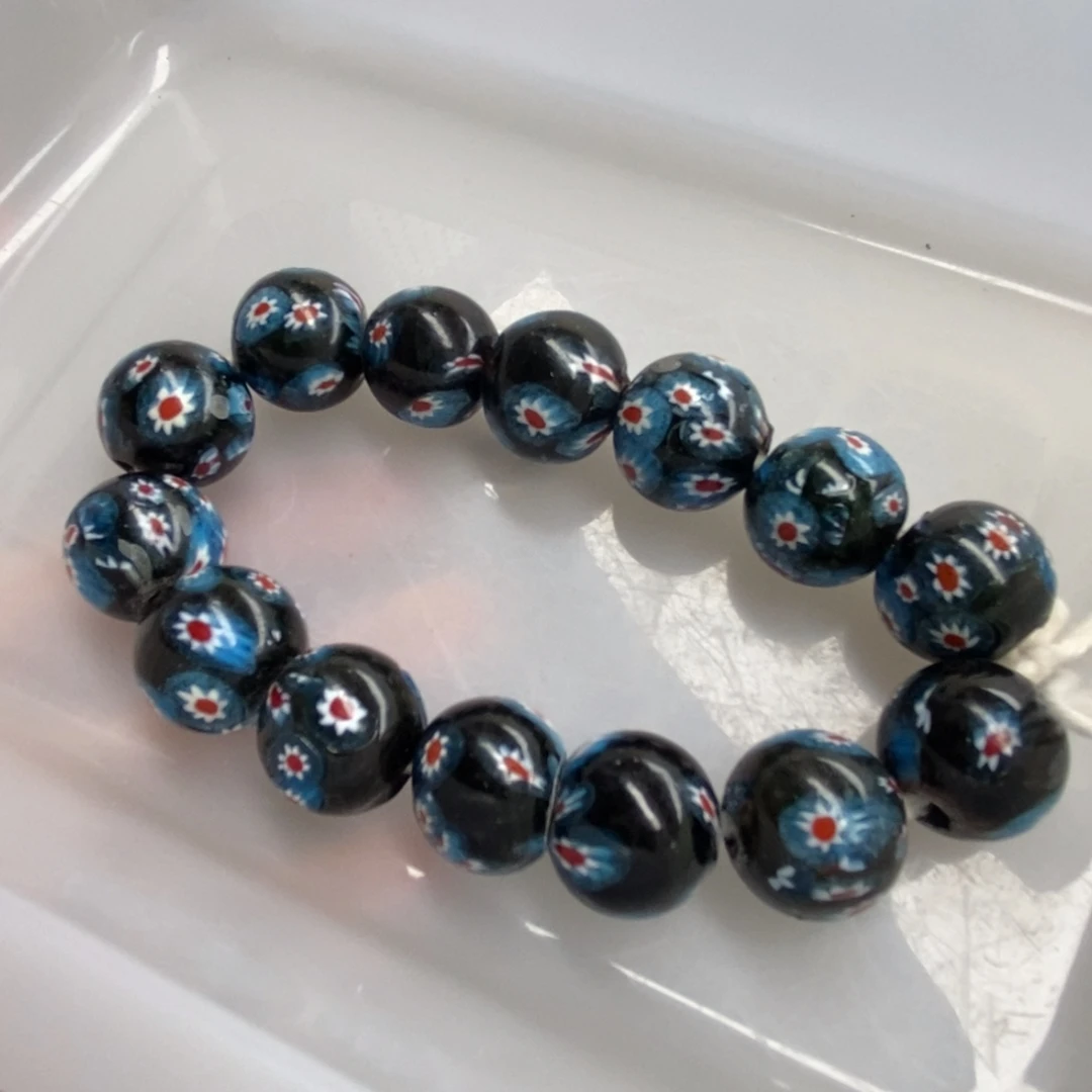 琉璃颈饰千花圆珠 卡18.6 半条