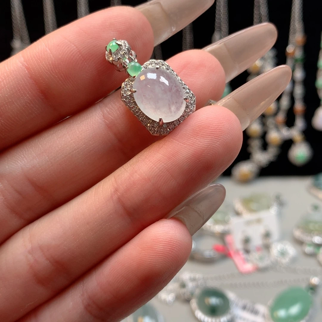 翡翠银S925镶嵌颈饰吊坠