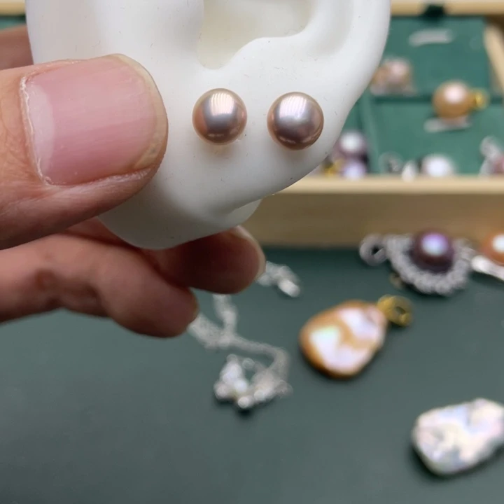 淡水珍珠耳饰银S925镶嵌?****a