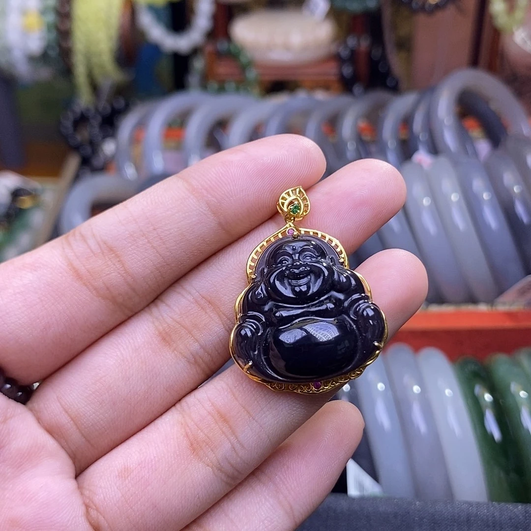 手链未镶嵌和田玉浓烟紫金镶帝紫佛公
