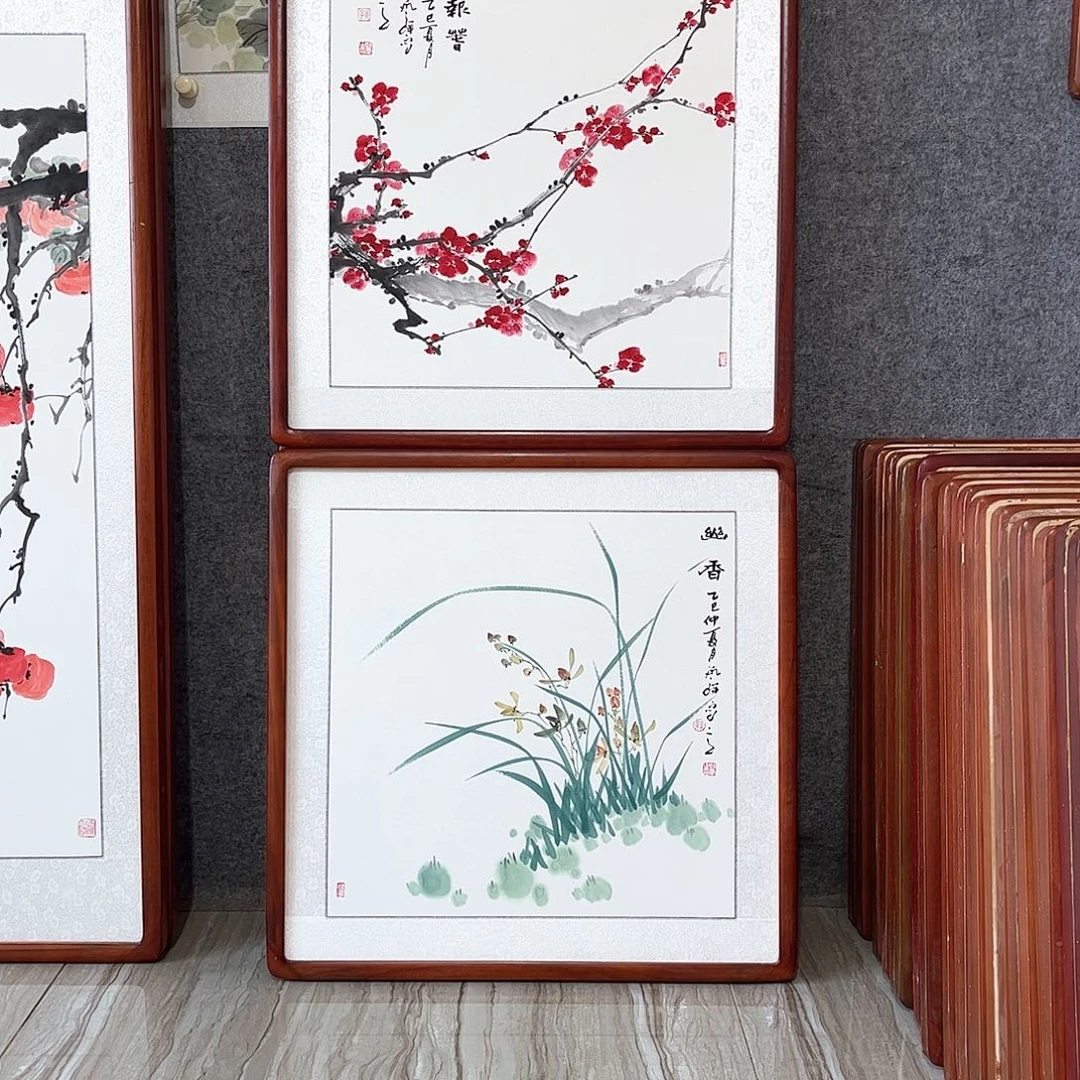 国画书画作品带框63×63