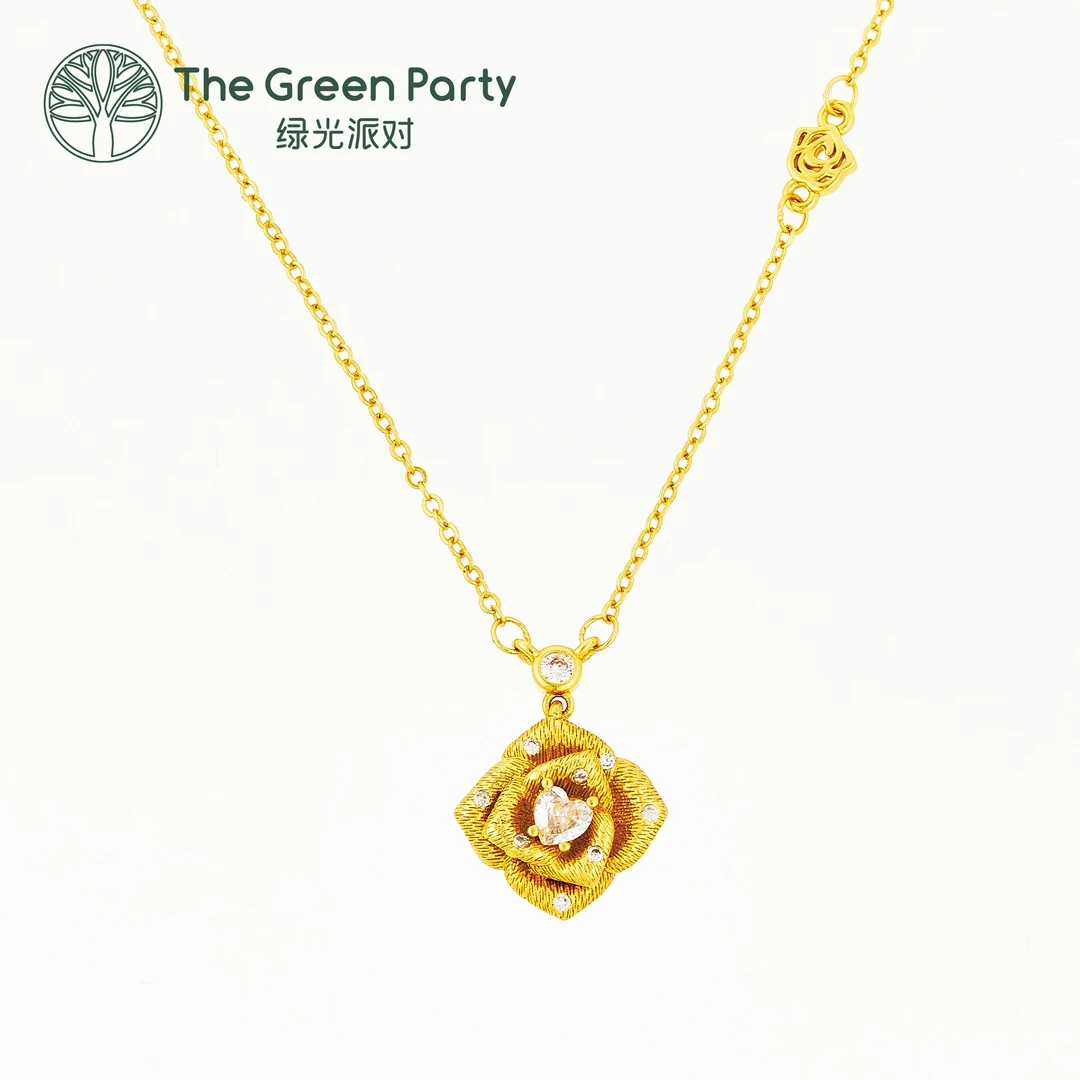 绿光派对项链 镀K金山茶花系列项链吊坠D353