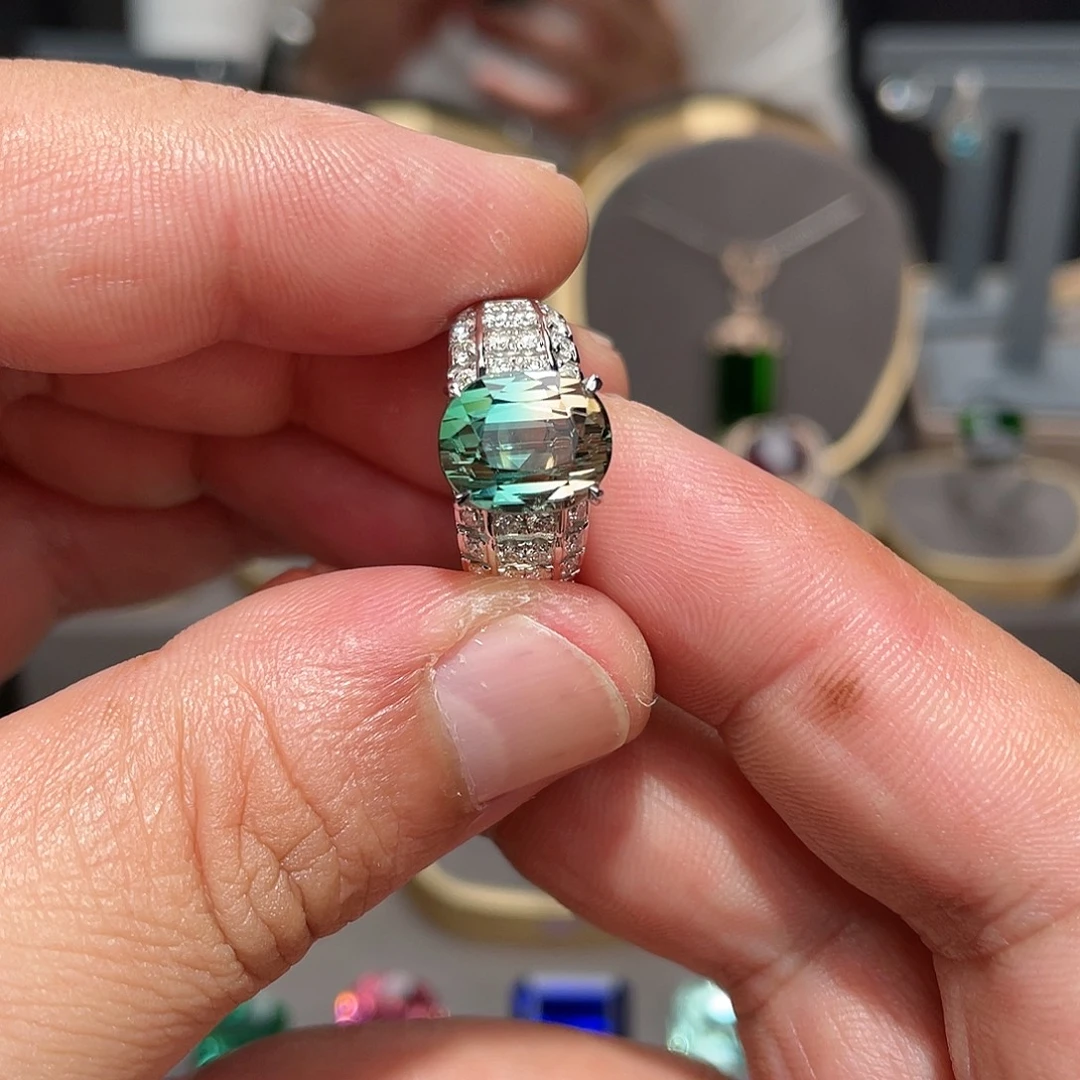 碧玺戒指18K金镶嵌6.69ct