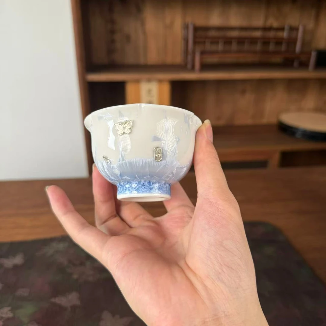 （胡子茶器）窑变结晶锯钉花口主人杯 6207