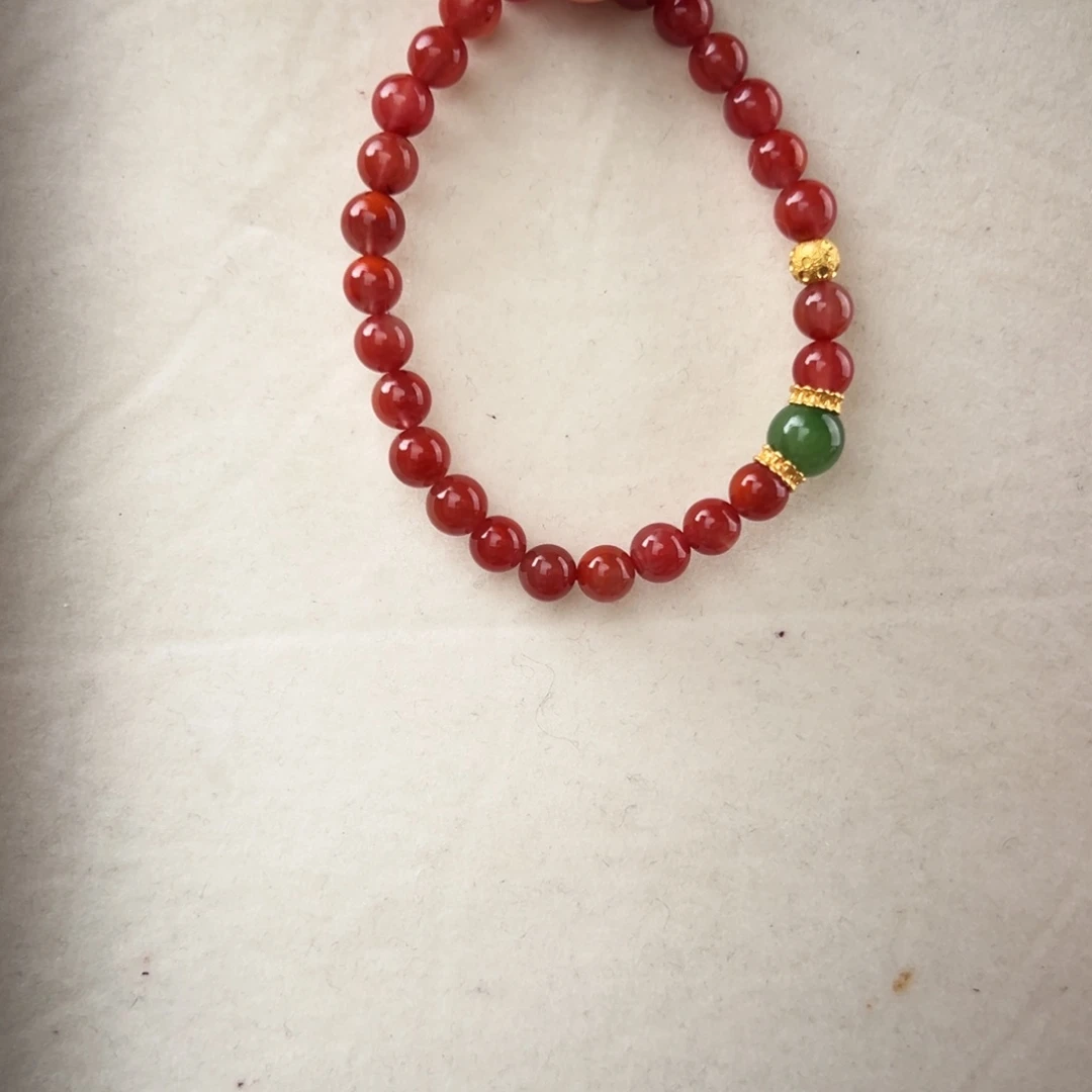 南红玛瑙银S925镶嵌手串