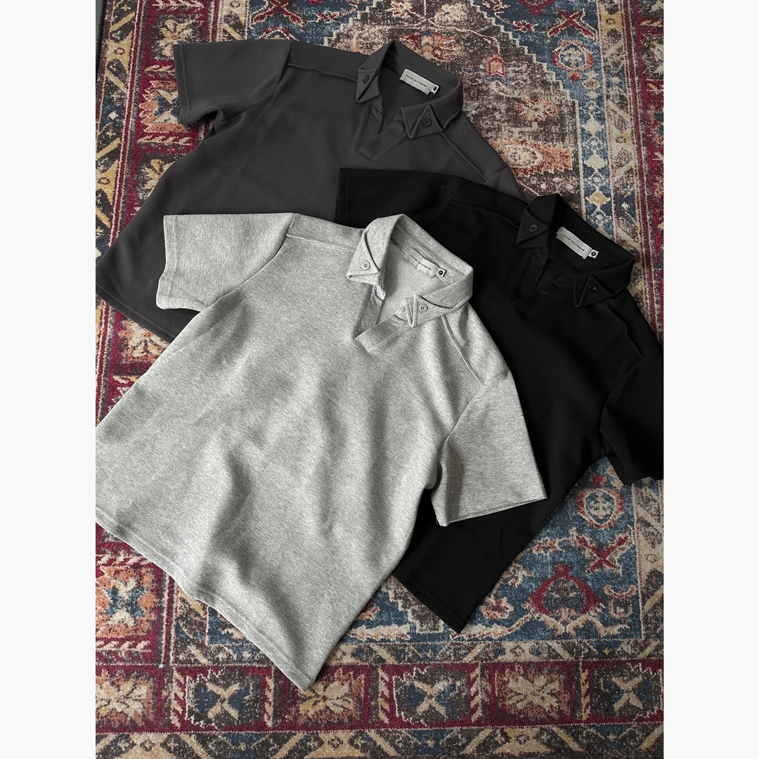 CZ2美式高级复古不规则短袖t荷叶领男夏季cleanfit