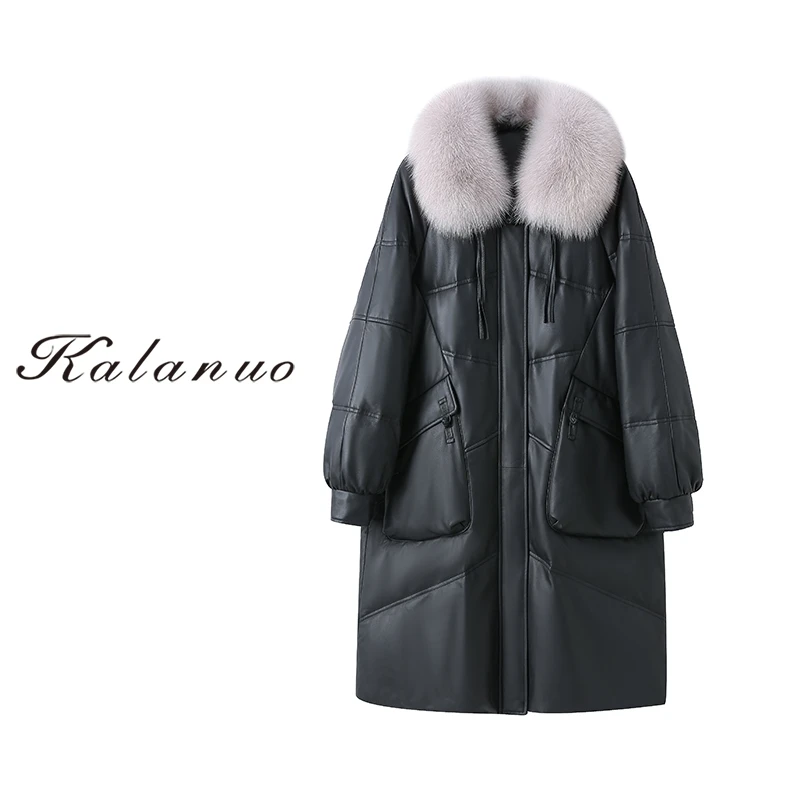 【卡拉诺】秋冬绵羊皮狐狸毛领女士外套P-2858