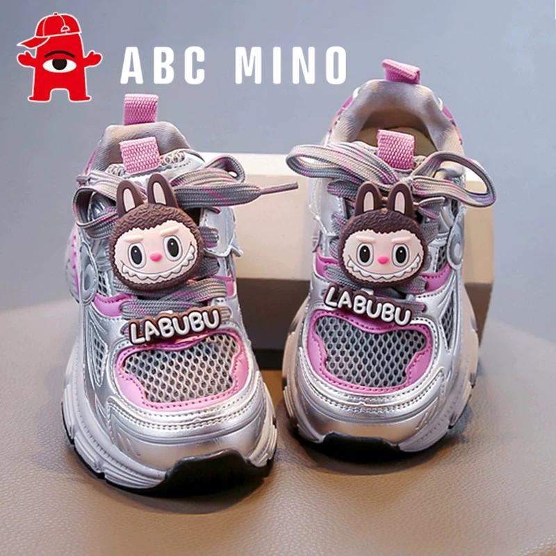 ABC MINO拉布布女童鞋2025新款秋季网面透气儿童运动鞋女孩跑步鞋