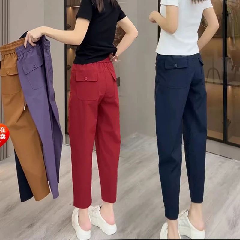 2025夏季韩版九分哈伦裤女大兜显瘦速干裤百搭时尚休闲裤小脚裤潮