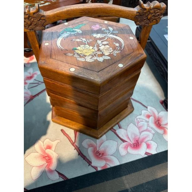 花梨木螺钿镶嵌提盒干果盒收纳盒26-30