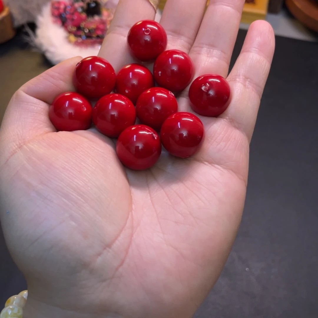 18mm大红 5 粒手工半成品