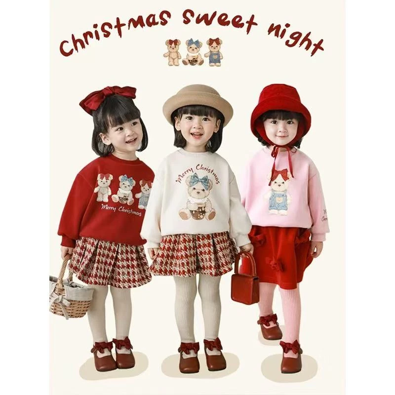 女童卫衣2025年秋冬装新款女孩中小童韩版卡通加绒加厚保暖上衣潮