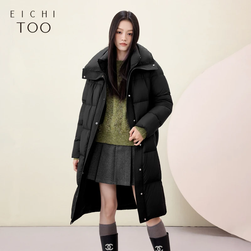 【鹅绒】爱居兔新款云朵泡芙双层领设计中长鹅绒服EWRAJ4P051A