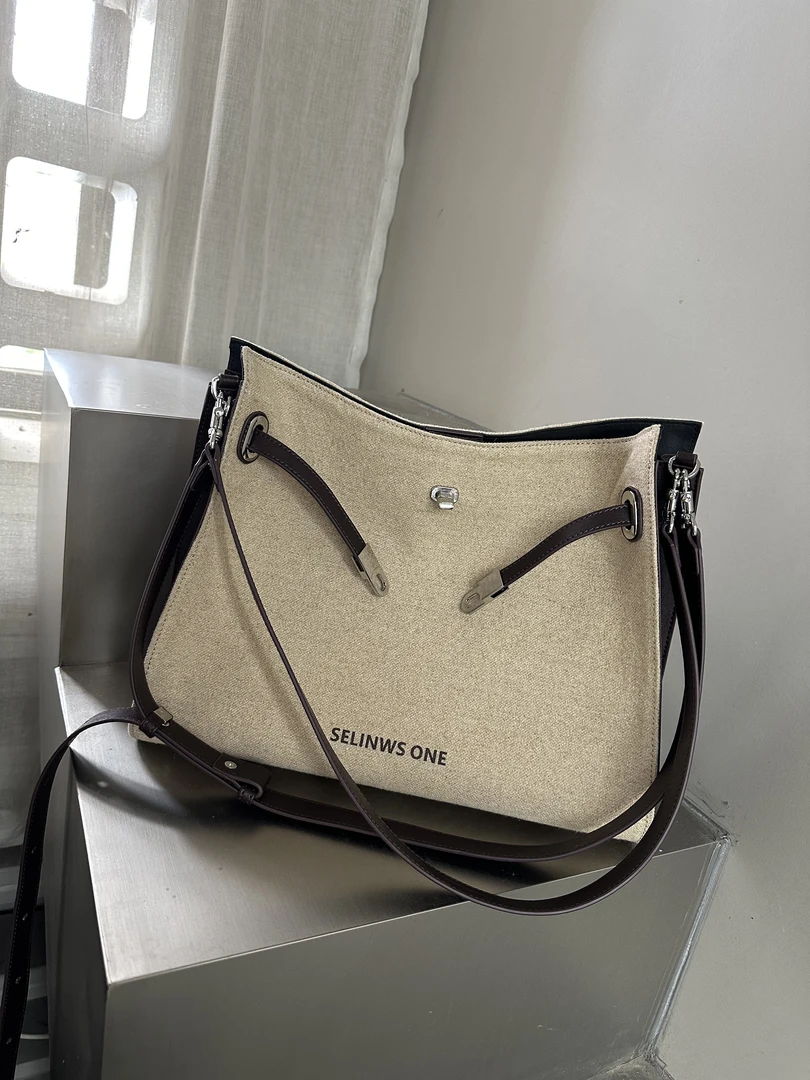 【亚麻系列XH】selinweiss-新款时尚轻奢亚麻包单肩腋下斜挎包25176