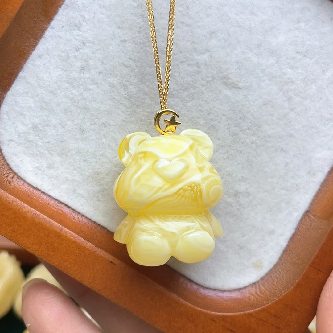 18K金镶嵌琥珀裸石蜜蜡