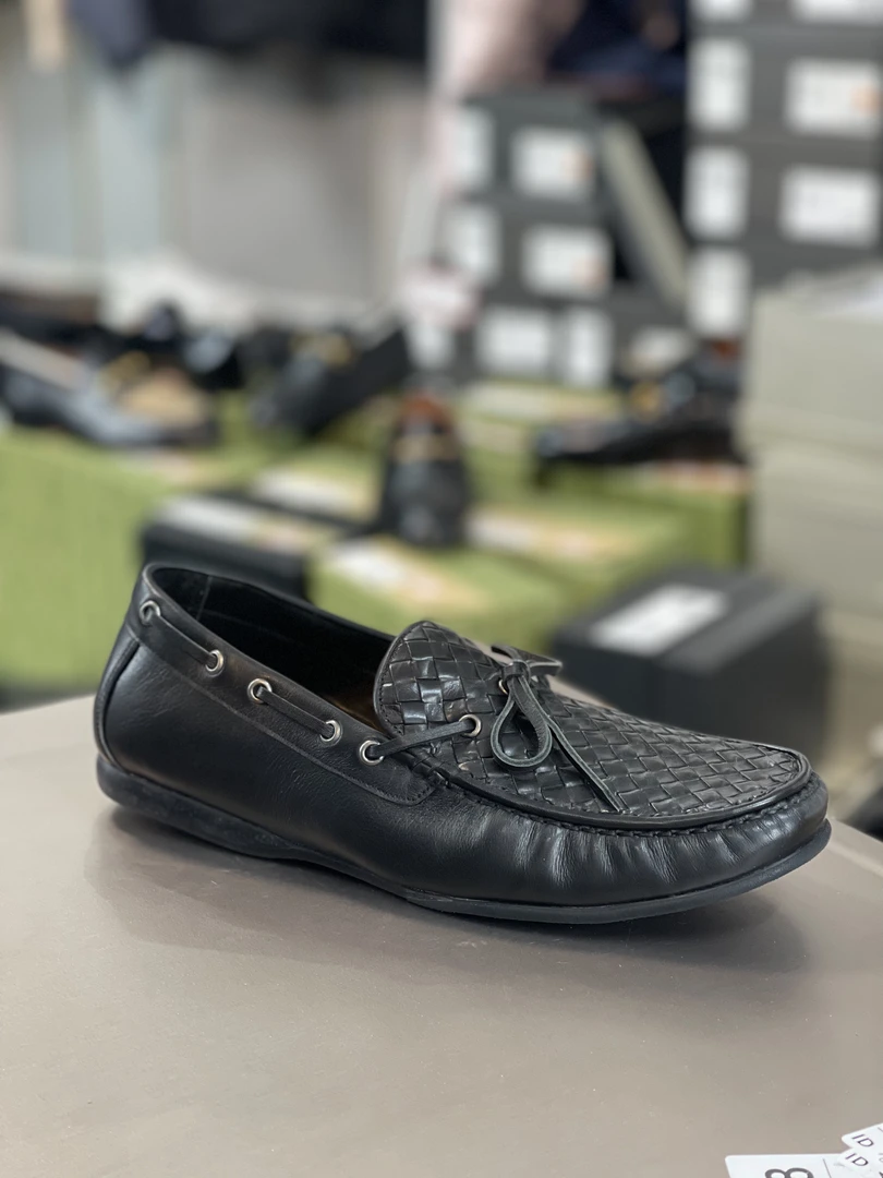 BV编织一脚蹬2024新款真皮休闲运动舒适男鞋时尚