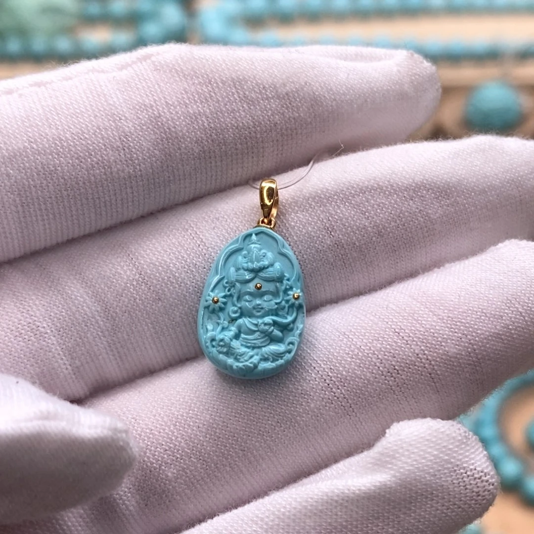 绿松石18K金镶嵌珠宝奇石