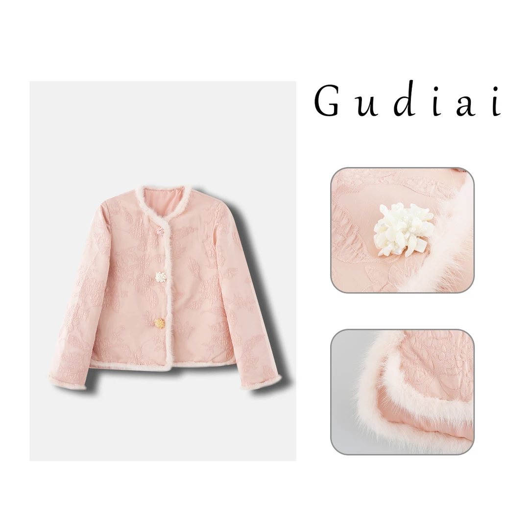 Gudiai/古迪爱【润玉】新中式秋冬小香风短外套A289-Y2386