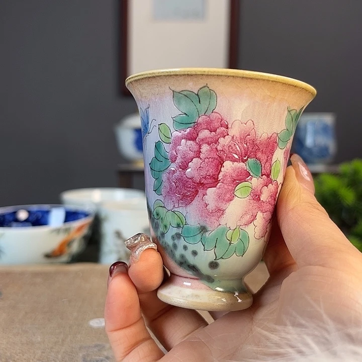 摆件景德柴烧茶杯多人