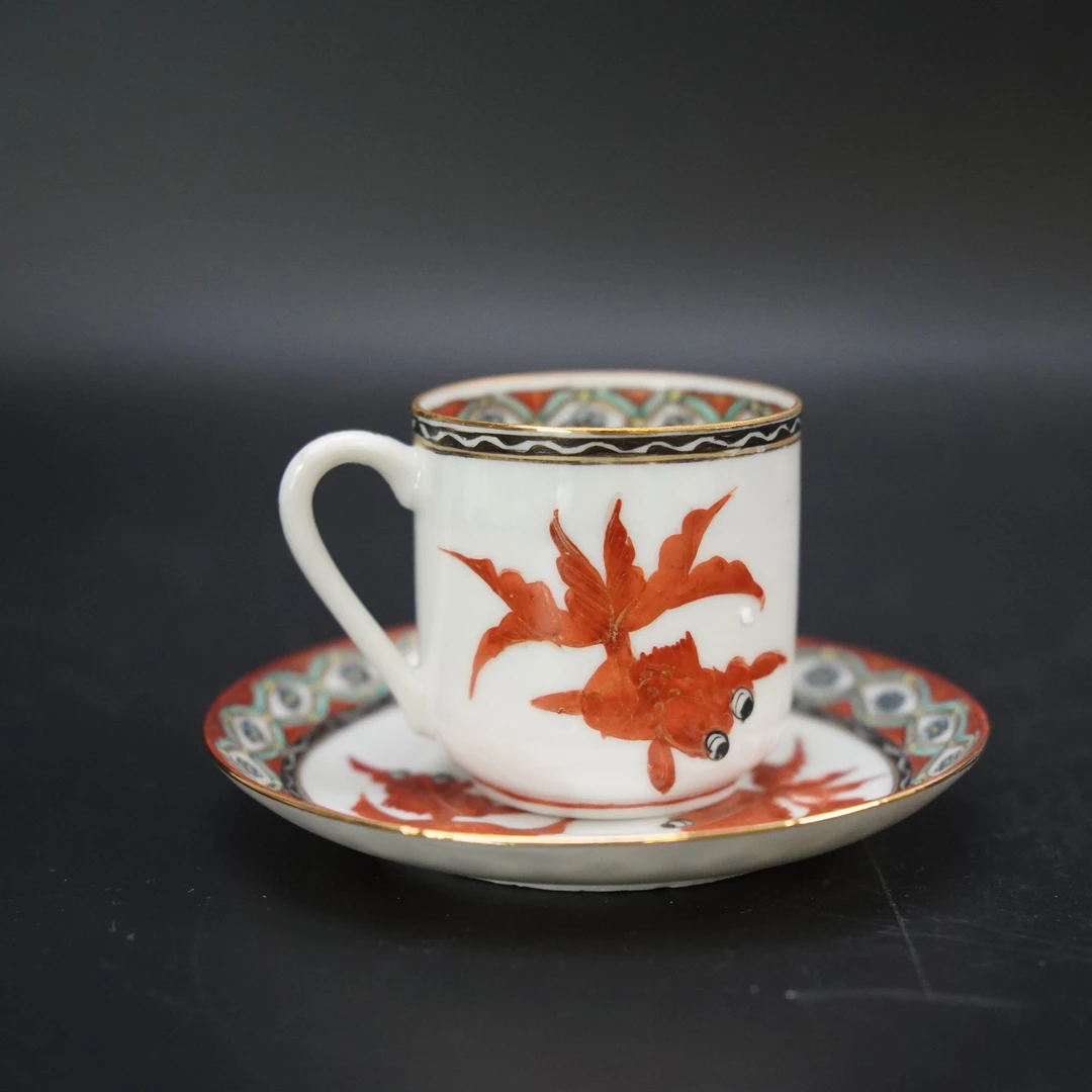 Lot.25101076-2民国广彩金玉满堂杯碟 杯高：约5.5cm