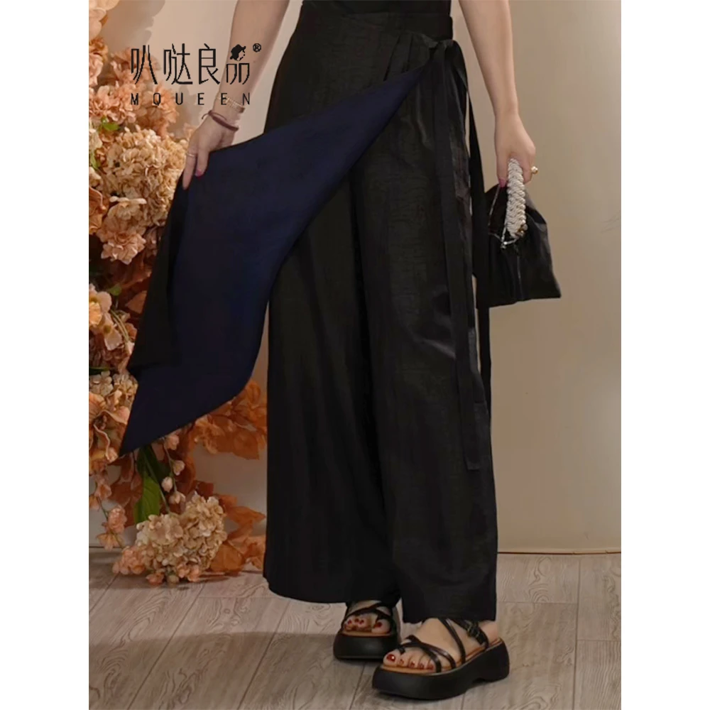 【叭哒不惑】 涟漪 香云纱桑蚕丝气质时尚简约复古百搭阔腿裤裙