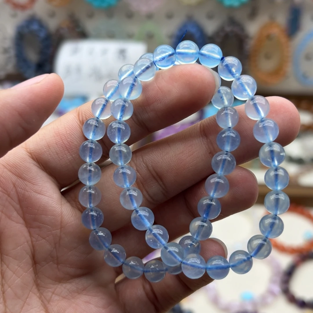 手链水晶未镶嵌7.5咪冰川蓝海蓝宝