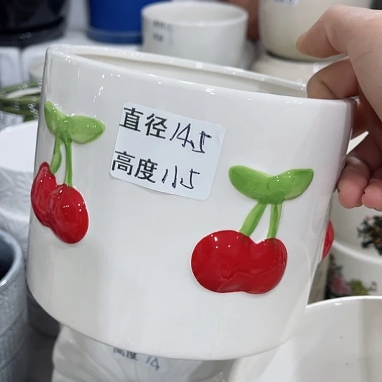 多肉绿植陶瓷花盆9.9包邮,有孔