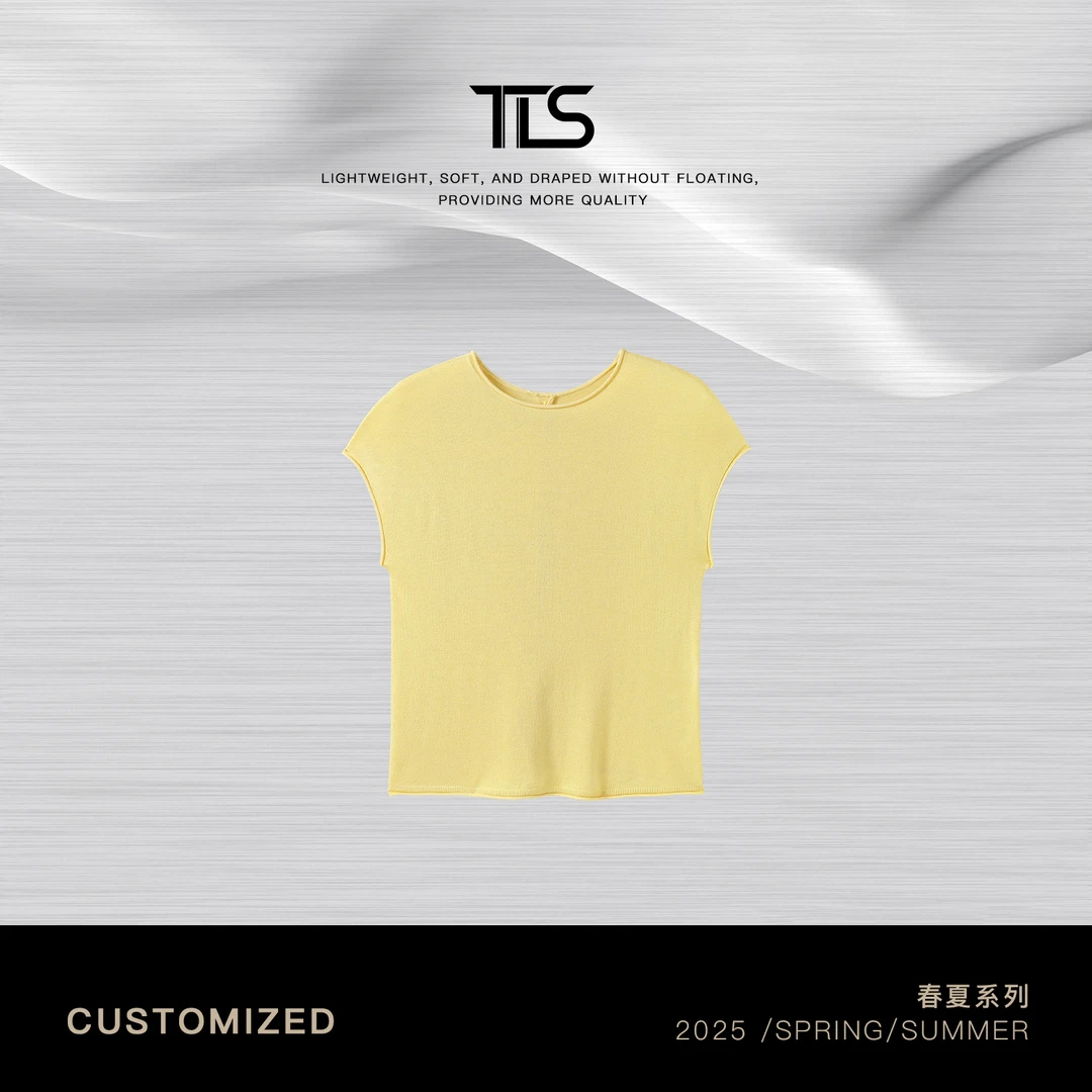TT【蛋卷】桑蚕丝羊毛混纺轻盈透气盖袖藏肉针织衫短袖TT-DT5037