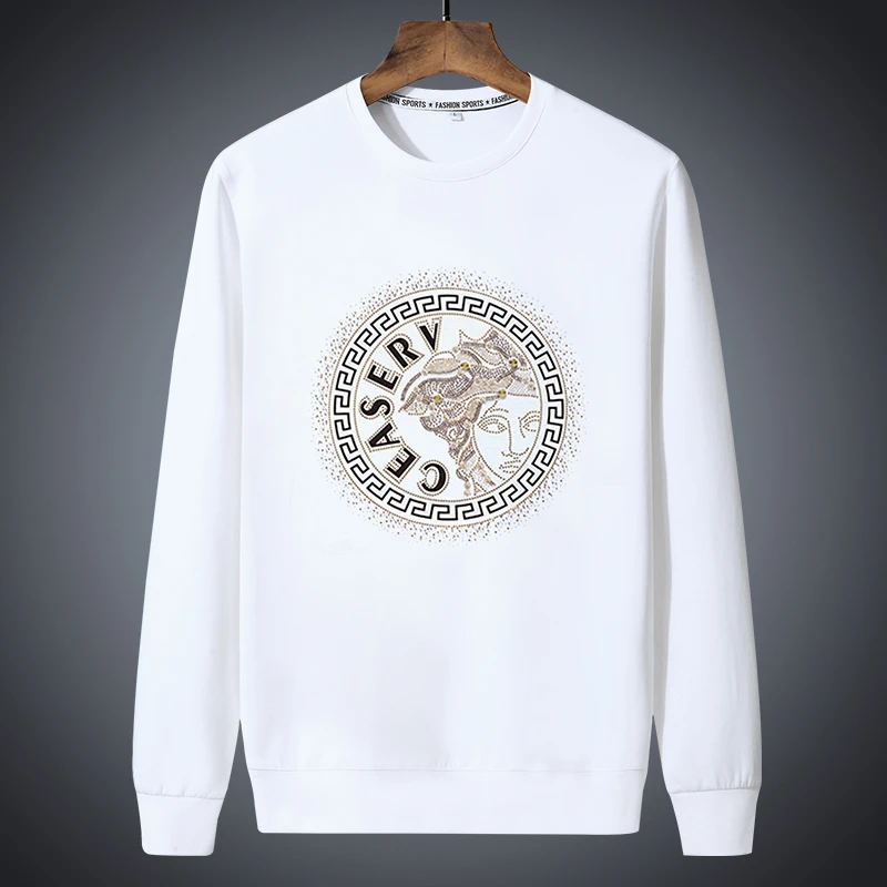 景君澜潮牌高端重工烫钻卫衣男秋冬新款休闲圆领上衣大码长袖套头