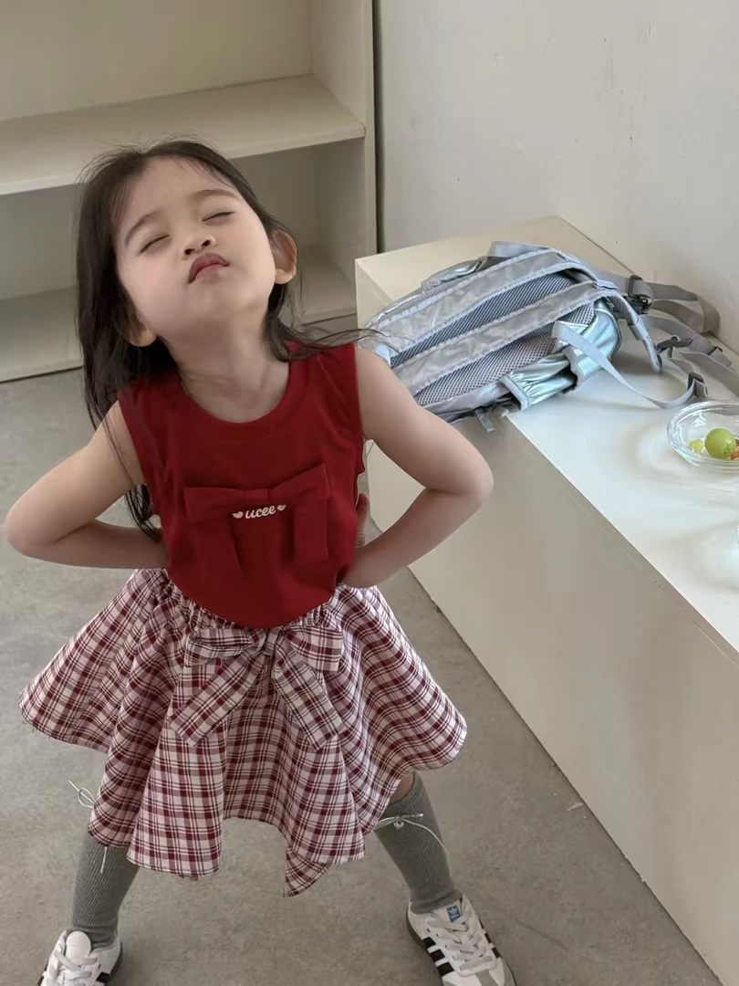 釉兮2025夏季新款女童时尚韩版不规则半裙裙子套装儿童