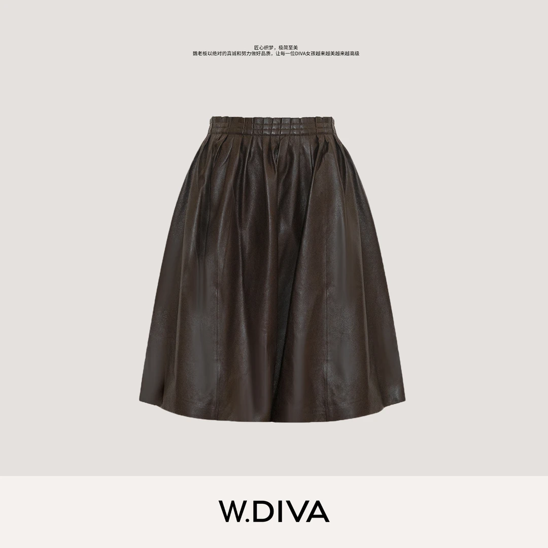 W.Diva【琥珀】土耳其进口中古摩登绵羊皮百褶裙老钱风女53K302770