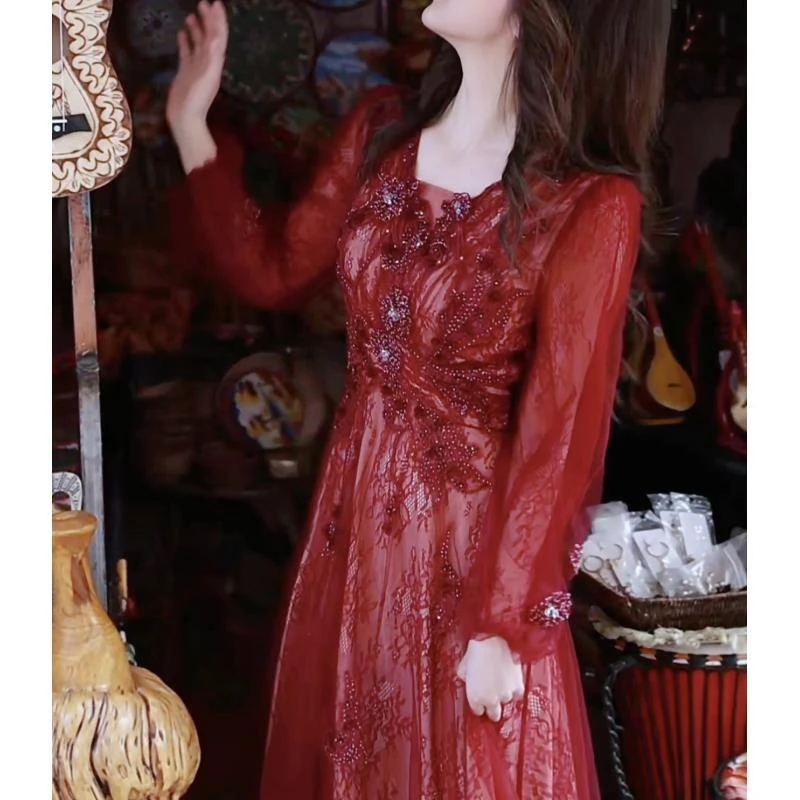 7-31【神秘面纱】重工时尚气质连衣裙