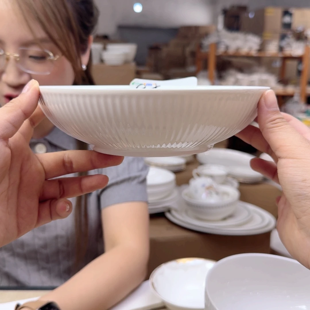 骨瓷8英寸大碗20厘米2个外贸骨瓷